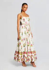 Taha Long Dress(White Floral,XXS)