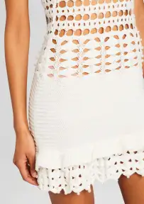 Vali Crochet Pearl Embellished Dress(White,XXS)