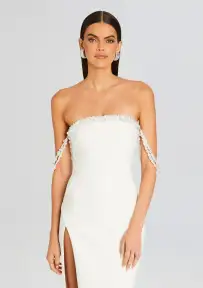 Abilene Pearl Embellished Dress(White,XXS)