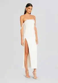 Abilene Pearl Embellished Dress(White,XXS)
