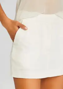 Linen White Mini Skirt(White,XS)