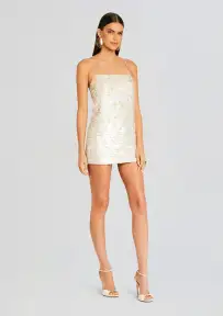 Eleanora Sequin Dress(Beige/White,XXS)