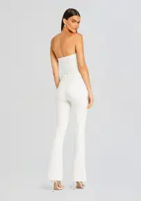 Jeanette Stretch Denim Jumpsuit(White,XXS)