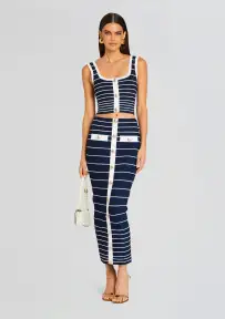 Zadie Knit Top(Metallic Navy/White,XXS)