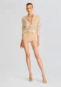 Ariana Sequin Lace Shirt(Nude,XXS)