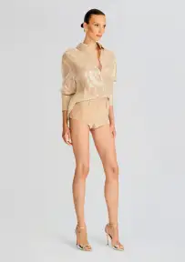 Ariana Sequin Lace Shirt(Nude,XXS)