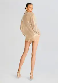 Ariana Sequin Lace Shirt(Nude,XXS)