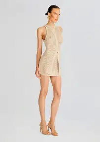 Tilli Knit Crochet Vest(Linen Beige,XXS)