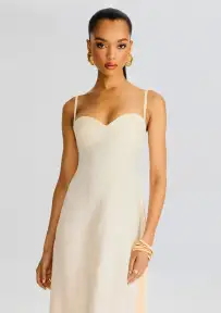 Violet Linen Maxi Dress(Cream,XS)