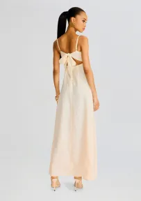 Violet Linen Maxi Dress(Cream,XS)