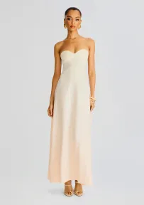 Violet Linen Maxi Dress(Cream,XS)