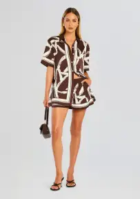 Davey Button Down Shirt(Coconut Script,XXS)