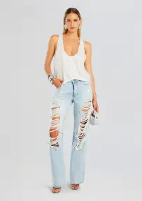 Sunny Mid Rise Distressed Boyfriend Jean(Cove,23)
