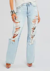 Sunny Mid Rise Distressed Boyfriend Jean