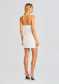 Heather Sequin Star Fringe Dress(White W/ Stars,XXS)