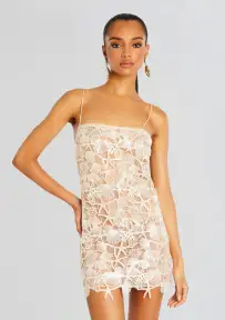 Jaala Sequin Lace Dress(Cream,XXS)