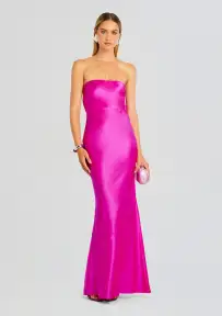 Keaton Silk Dress(Neon Pink,XXS)