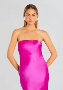 Keaton Silk Dress(Neon Pink,XXS)