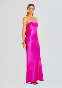 Keaton Silk Dress(Neon Pink,XXS)