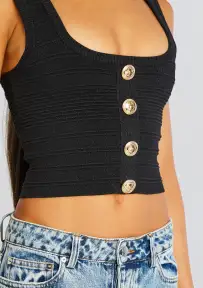 Nella Bandage Knit Top(Metallic Black,XXS)