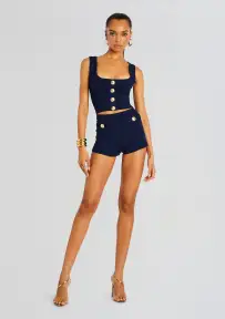 Nella Bandage Knit Top(Metallic Navy,XXS)