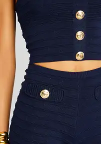 Nella Bandage Knit Top(Metallic Navy,XXS)