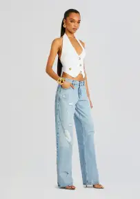Tinsley Bandage Knit Vest(White,XXS)