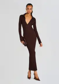 Azula Rib Knit Maxi Dress(Ash Brown,XXS)
