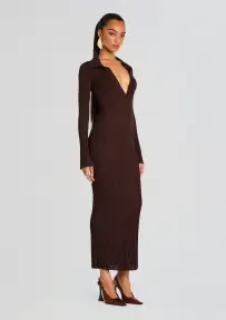 Azula Rib Knit Maxi Dress(Ash Brown,XXS)