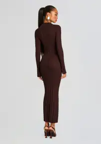 Azula Rib Knit Maxi Dress(Ash Brown,XXS)