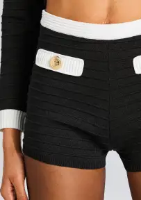 Ashton Bandage Knit Short(Black/Cream,XXS)