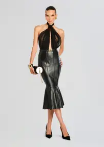 Cassander Leather Skirt(Black,XXS)