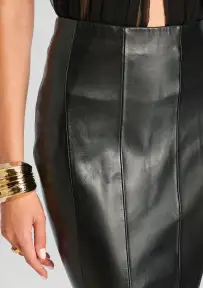 Cassander Leather Skirt(Black,XXS)