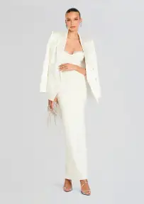 Jessalyn Embellished Dress(White/Silver,XXS)