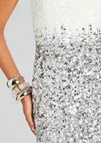 Katalina Sequin Dress(White/Silver Ombre,XXS)