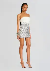 Katalina Sequin Dress(White/Silver Ombre,XXS)