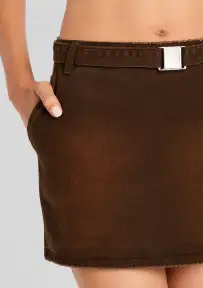 Marquise Mid Rise Mini Skirt(Vintage Brown,XXS)