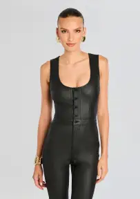 Mckinnon Coated Denim Jumpsuit(Coated Black,XXS)