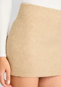Mea Knit Mini Skirt(Tan,XXS)