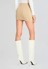 Mea Knit Mini Skirt(Tan,XXS)