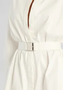 Posh Poplin Shirt Dress(White,XXS)