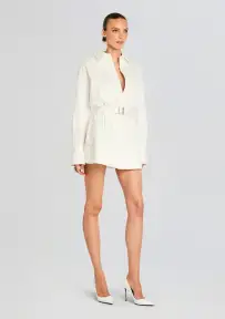 Posh Poplin Shirt Dress(White,XXS)