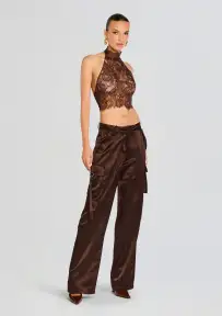 Violet Lace Top(Dark Chocolate,XXS)