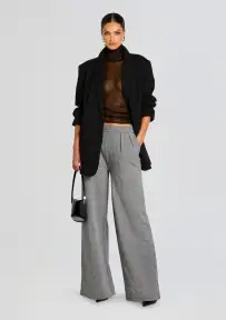Alya Knit Pleated Trousers(Heathered Grey,XXS)