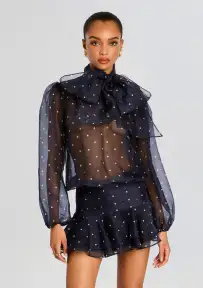 Beatrice Dress(Navy Polka Dots,XXS)