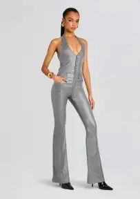 Cynthia Coated Denim Jumpsuit(Coated Grey,XXS)