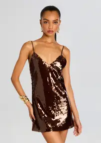 Deserae Sequin Dress(Deep Brown,XXS)
