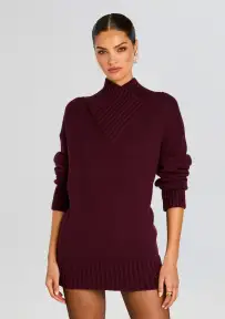 Dessa Chunky Knit Sweater Dress(Merlot,XXS)