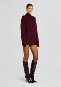 Dessa Chunky Knit Sweater Dress(Merlot,XXS)