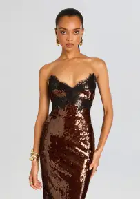 Ellen Sequin Dress(Deep Brown,XXS)